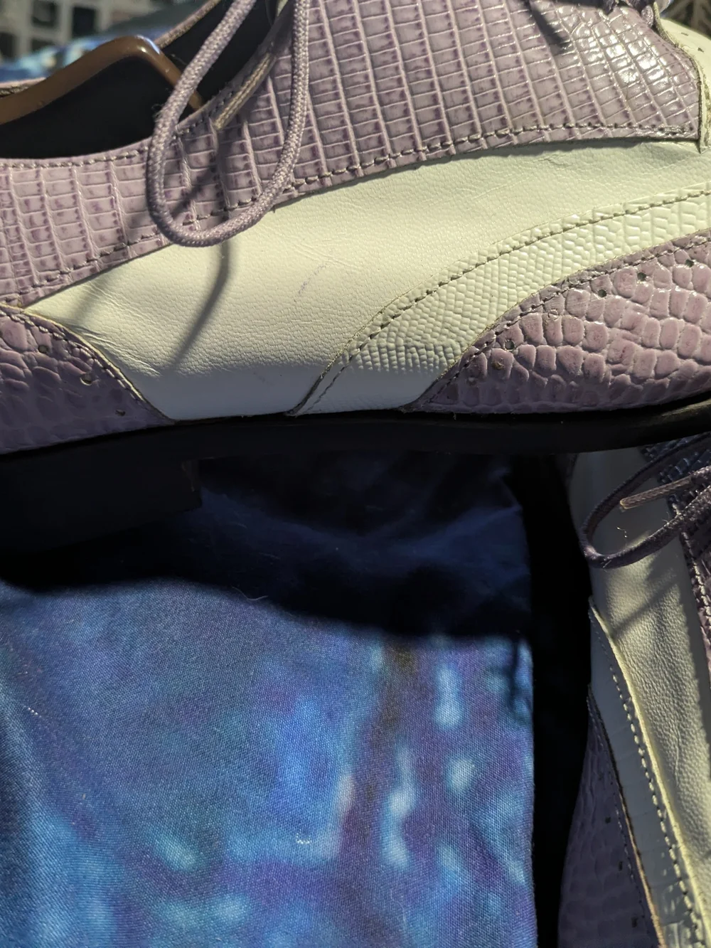 Stacy Adams Lavender Two-Tone Croc-Embossed Leather Oxfords | Jazz Age Zoot Suit